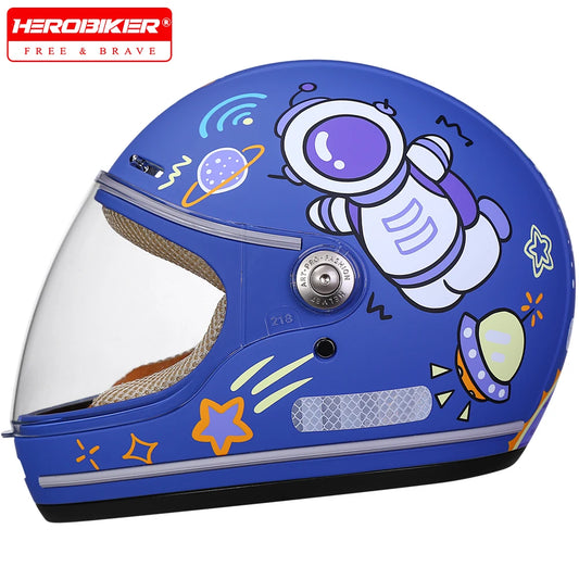 Children's Anti Fall Helmet Cute Cartoon Motorcycle Helmets Electric Bike Helmet Children's Moto Helmets Riding Full Helmet