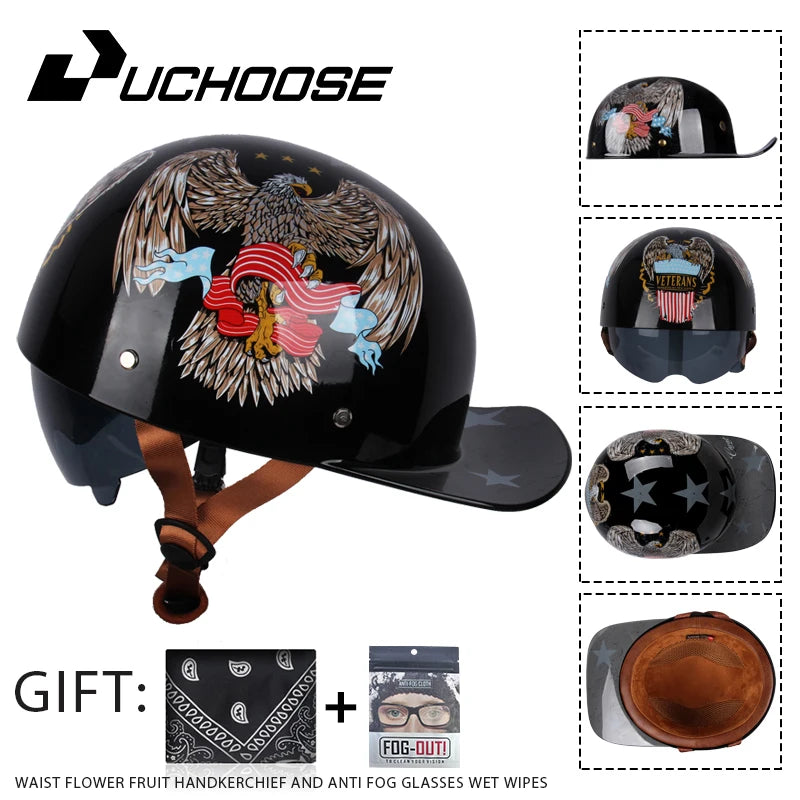Adult Open Face Summer Retro Motorcycle Vintage Half Helmet Baseball Cap Helmets Children Riding Motocross Men Women