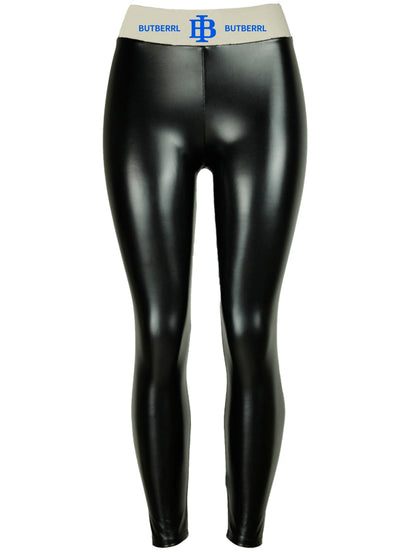 New Women PU Pencil Pants Black Push Up Hip Letter Leather Leggings