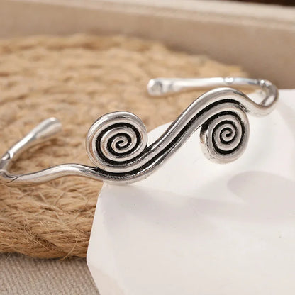 Vintage Bohemian Adjustable Vintage Bracelet Handmade Ethnic Tribal Bracelet with Spirals and Carvings for Easter or Daily Wear