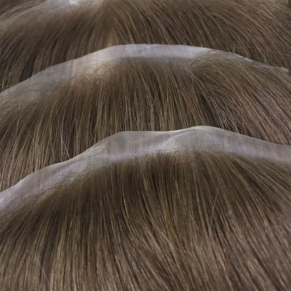 Men Toupee For Forehead 0.06mm Ultra Thin Skin #4 Brown Front Hairline Patch For Male Human Hair Wig Capillary Prosthesis Peruk