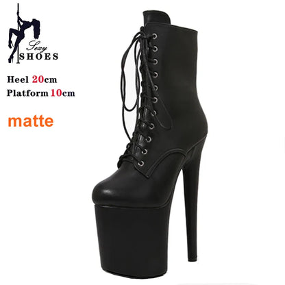 Fast Shipping NEW Black 8 Inch High Platform Stripper Heels Pole Dancing Ankle Boots Sexy Knight Female High Heels Ladies Shoes