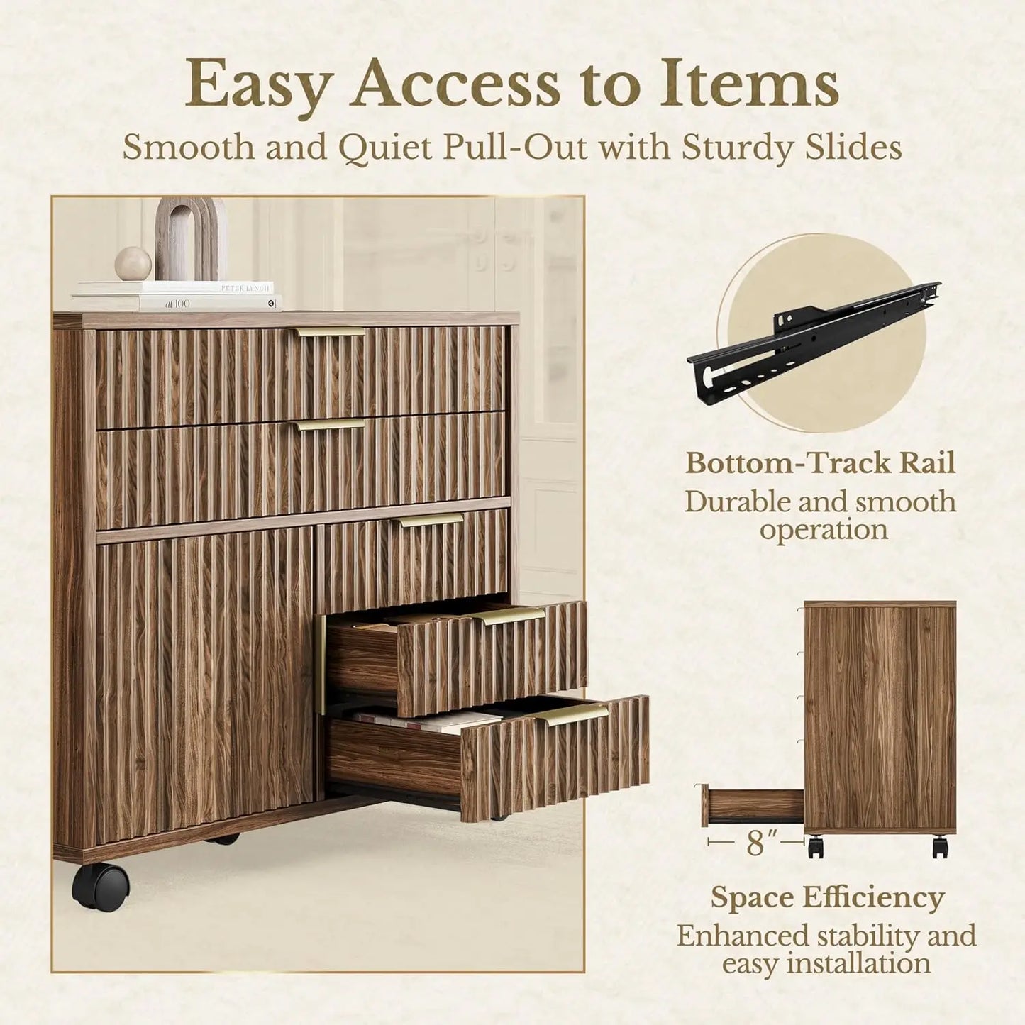 Home Office Furniture Set, 48 x 24 Electric Standing Desk and File Cabinet with 5 Drawes,1.18" Thickness, Customized
