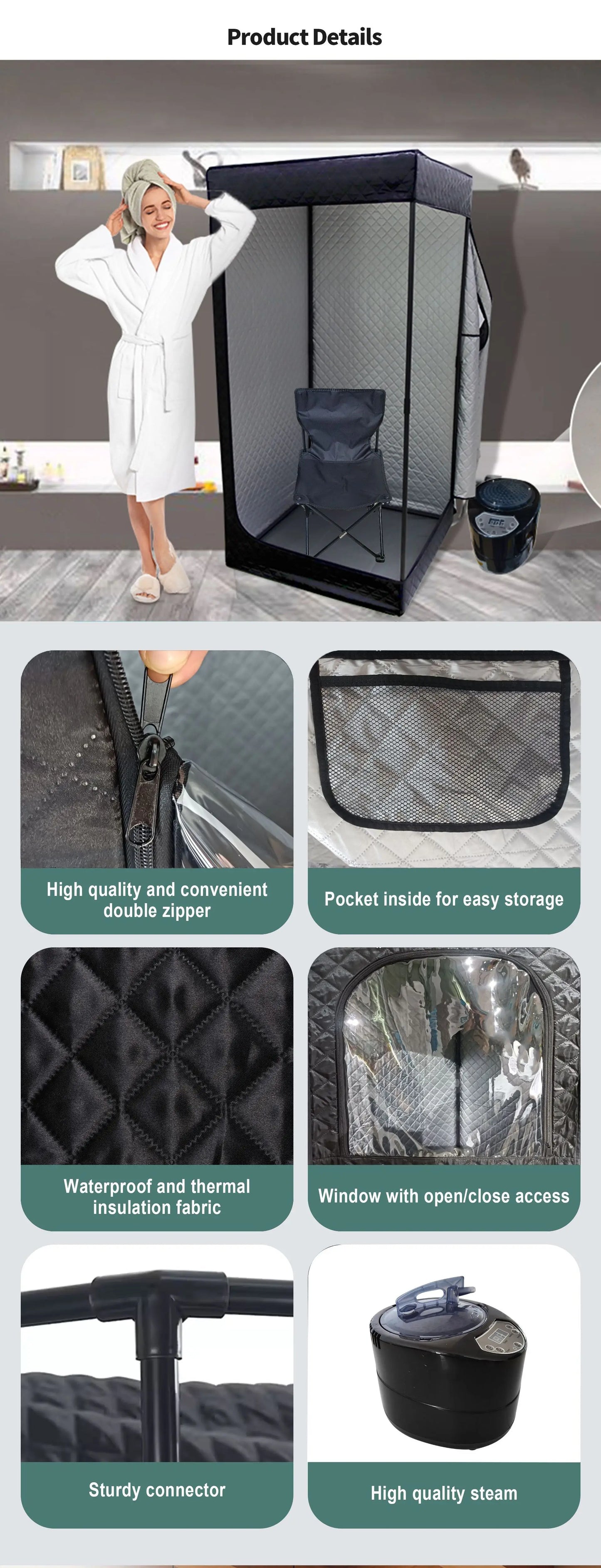 Sauna Room Sweat Steamer Box Household Mobile Folding Sauna Box Sweating Fumigation Dry Steaming Wet Steaming