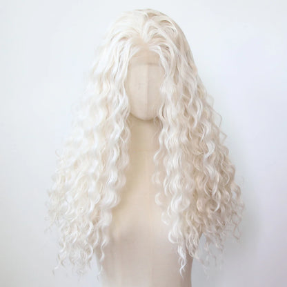 Black Romance Curly Synthetic Lace Front Wig Long Deep Curly Jet Black Lace Front Synthetic Wig Pre Plucked Natural Hairline