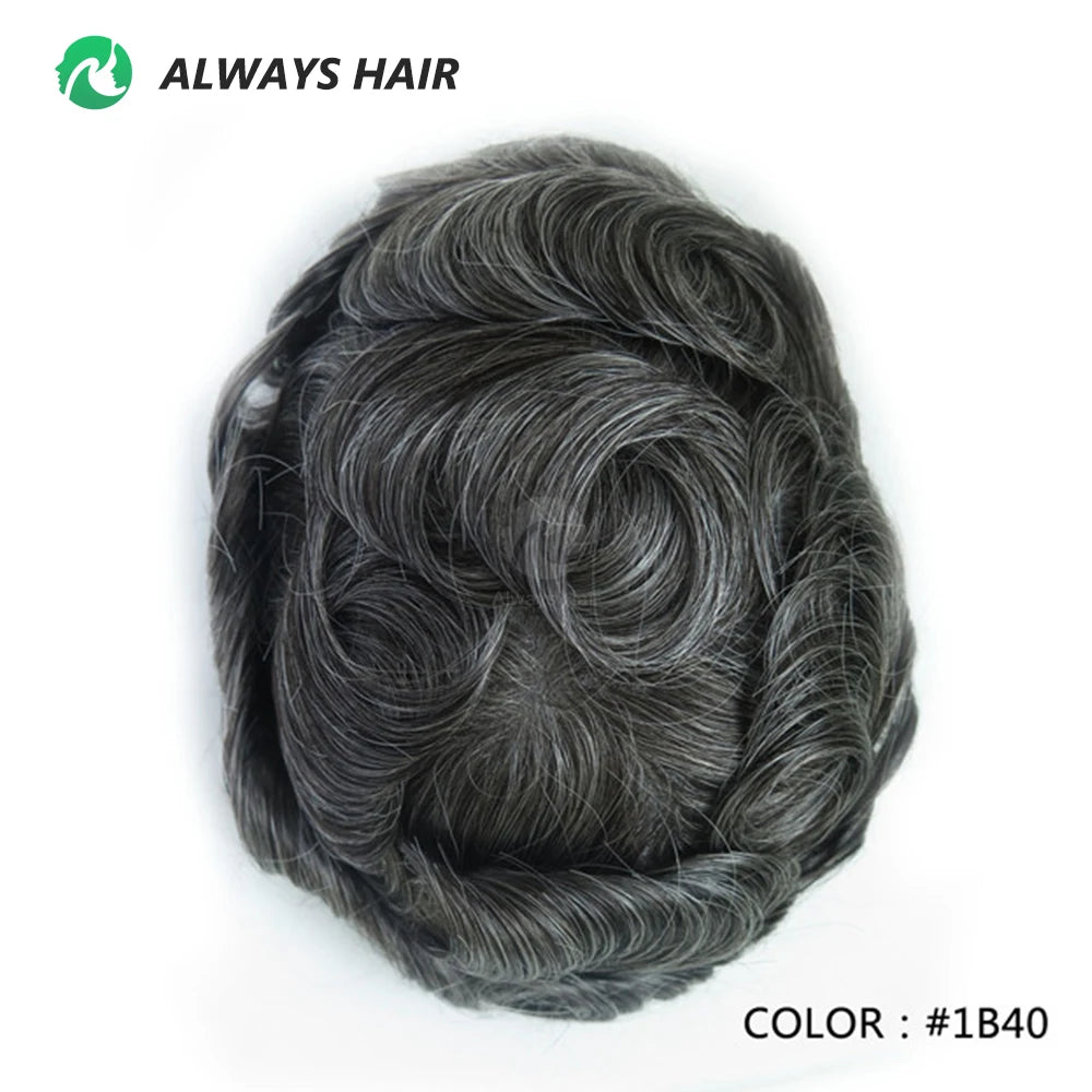 I SKIN Men's Capillary Prothesis 0.12-0.14mm Indian Human Hair 130% Hair Density Men Toupee 6x8 6x9 7x9 7x10 8x10 Size Wig Man