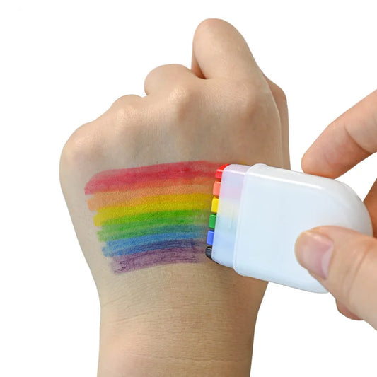 6 Color Washable Rainbow Face Body Painting Crayon Pen Pride Day Celebrations Party Stage Makeup Art Graffiti Drawing Brushing