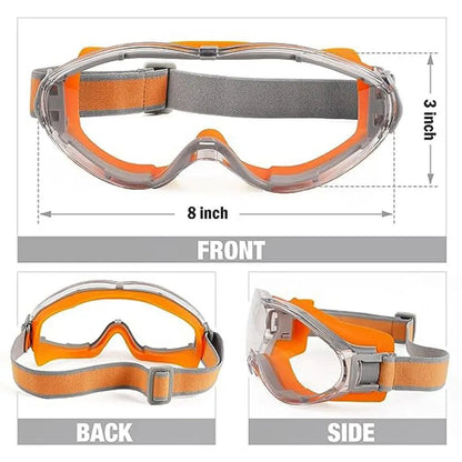 Industrial Grade Safety Goggles, Anti Fog Clear Lens Lab Goggles Fit Over Glasses for Men and Women Eye Protection