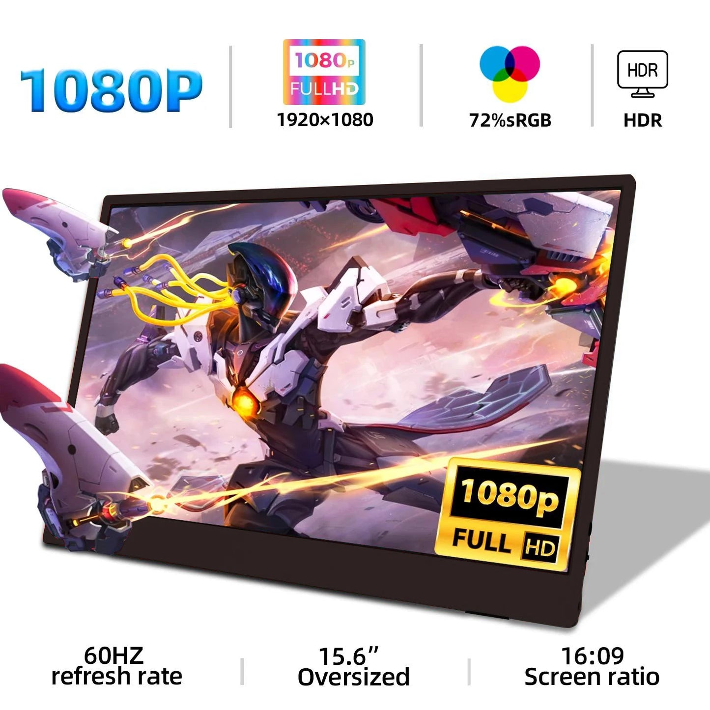 ZSUS 15.6-Inch 1920*1080 Portable Monitor 1080P For Laptop XBox PS4/ 5 Switch Cell Phone PC Extension Mobile Mointor