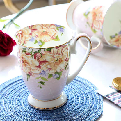 European Bone China Teapot, English Afternoon Tea Cup Set, High-Grade Porcelain Coffee Pot, Heat Resistant Kettle, 1000ml