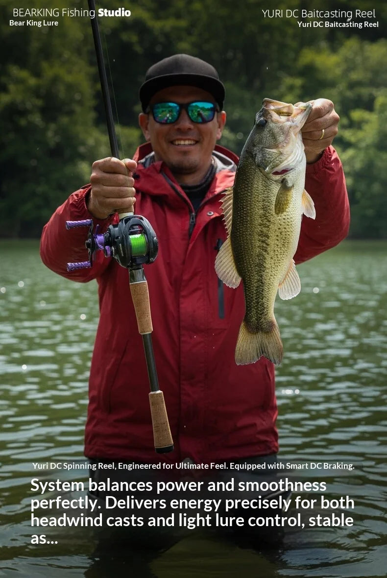 BEARKING YURI-DC Baitcasting Reel 5+1BB 7.1:1 158g Carbon Frame G1 Aluminum Gear Intelligent DC Brake Felt Drag Washer