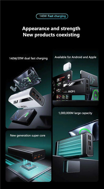 Lenovo 500000mAh Wireless Magnetic Power Bank PD22.5W Super Fast Charging External Battery for Magsafe For iPhone Huawei Samsung