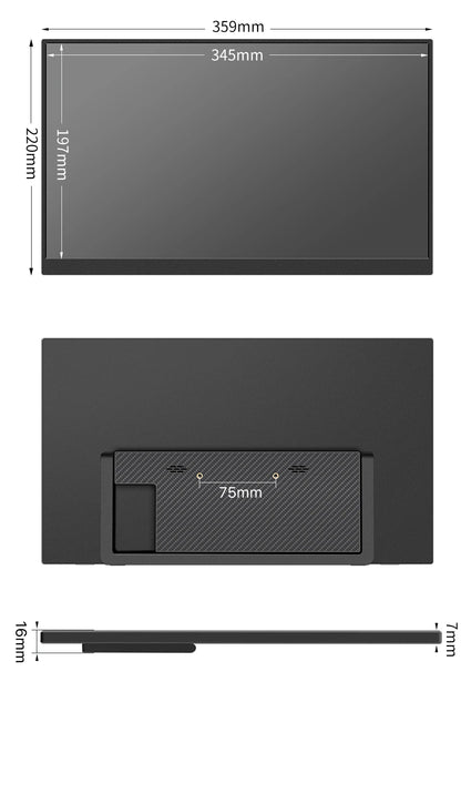 HGFRTEE 15.6 Inch Portable Monitor, FHD-IPS Laptop External Second Screen, Gaming Extended Display with Type-C HDMI