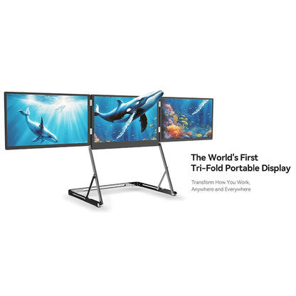 Sibolan 15.6 inch Three Screen Portable Monitor 60Hz 1080P 100% sRGB Metal Body HDMI USB-C Plug External Display For Win mac OS