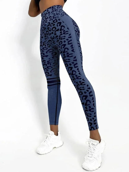 Seamless Leopard Leggings Women High Waist Leggings Fitness Hip Liftting Knitting Fashion Tights Gym Trainning Yoga Slim Pants