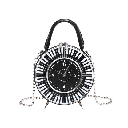 Fashion Cross body Bags ladies Clock Shaped Leather black white Handbag for women