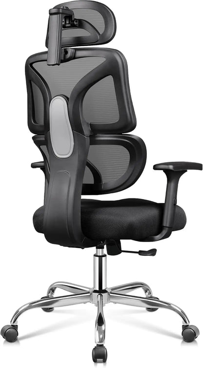 Ergonomic Mesh Office Desk Chair with Footrest, Comfrotable Big and Tall Reclining Computer Chair with Adjustable Lumbar