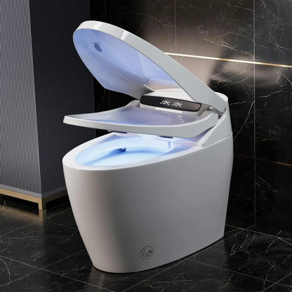 Smart Toilet with Bidet Built in, Elongated Tankless Toilet with Heated Bidet Seat, Warm Water & Air Dryer,LED, Customized