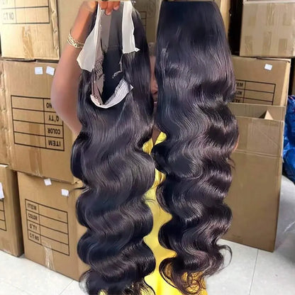 100% Human Hair Body Wave Lace Front Wig 300% Density 40 Inch Wigs 360 4x4 13x4 13x6 HD Lace Frontal Wig Brazilian Natural Black