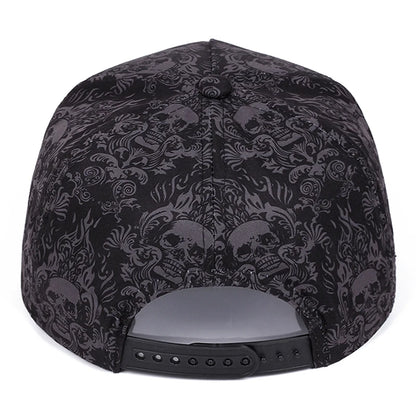 2025 New Fashion Full Skull Print Baseball Hat Street Personalized Hip Hop Hat Outdoor Daily Decoration Hat Unisex Flat Edge Hat