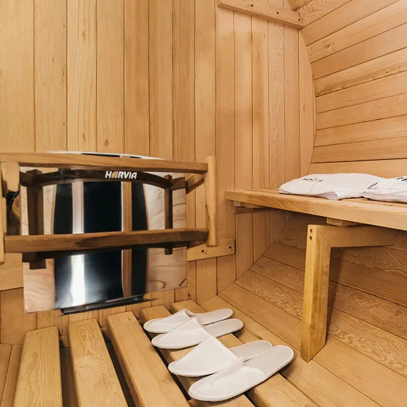 Customizable 3 Person Mini Outdoor Barrel Sauna Red Cedar Wood Dry Steam Sauna Room with Electric Sauna Heater for Cabin