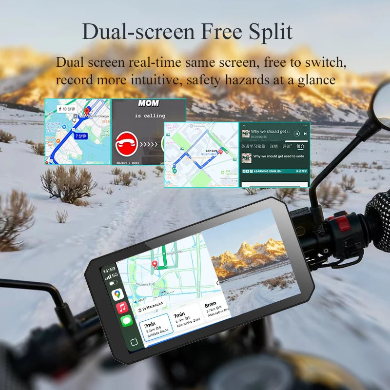 Gallop Sprite 6 inch Motorcycle GPS Navigation Wireless CarPlay Android Auto DVR Drive Recorder Portable Moto Monitor IPX7