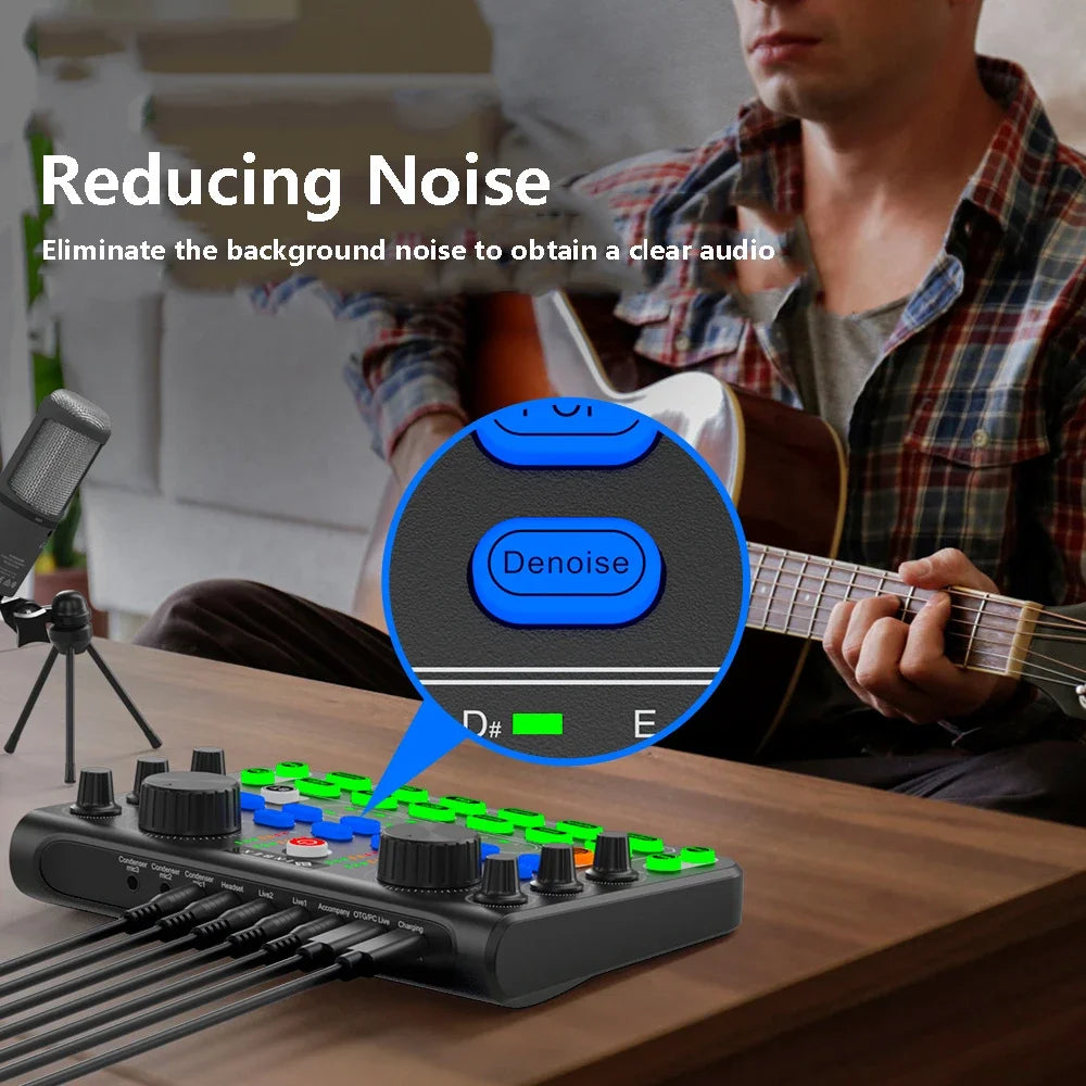 X60 Sound Mixer Board Live Sound Card for Live Streaming Voice Changer Sound Card with Effects Audio Mixer
