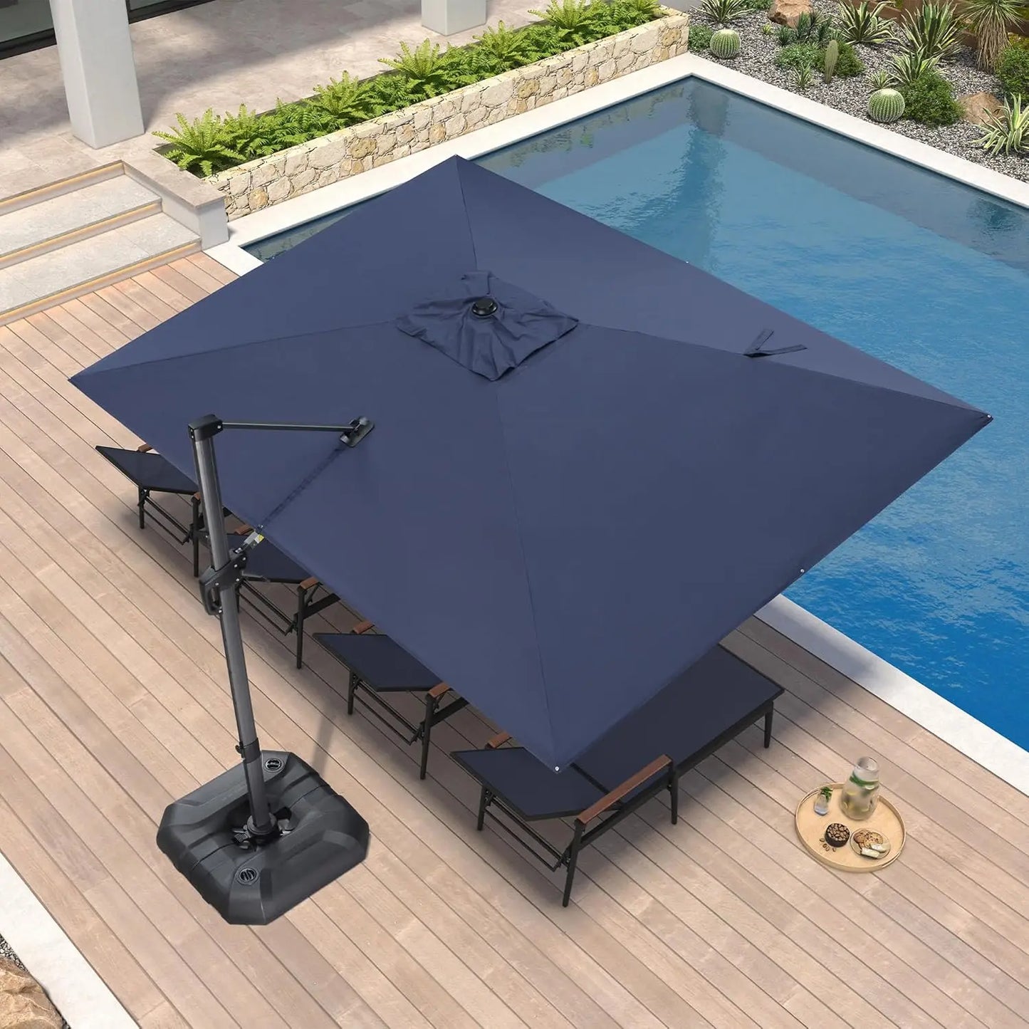9' X 11.5' Patio Umbrella Outdoor Cantilever Rectangle Umbrella Aluminum Offset Umbrella with 360-degree Rotation, Customized