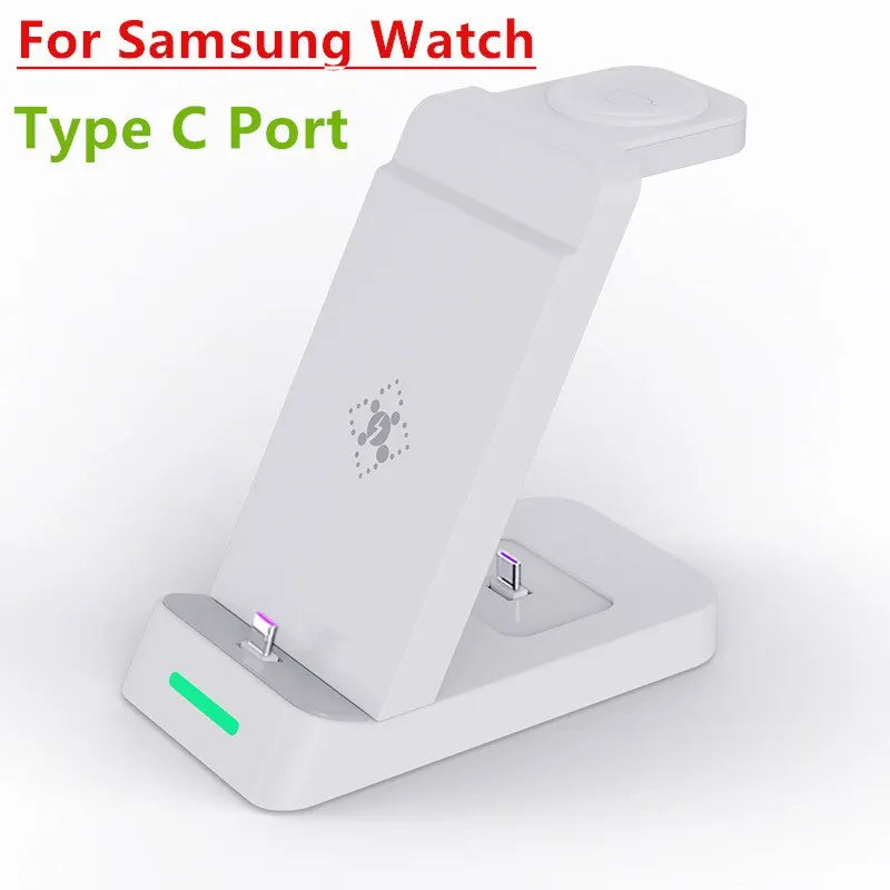3 in 1 Wireless Charger Stand Fast Charging Station - for iPhone 17-12/X Apple Watch AirPods Samsung Galaxy S25/S23/S22 Charger