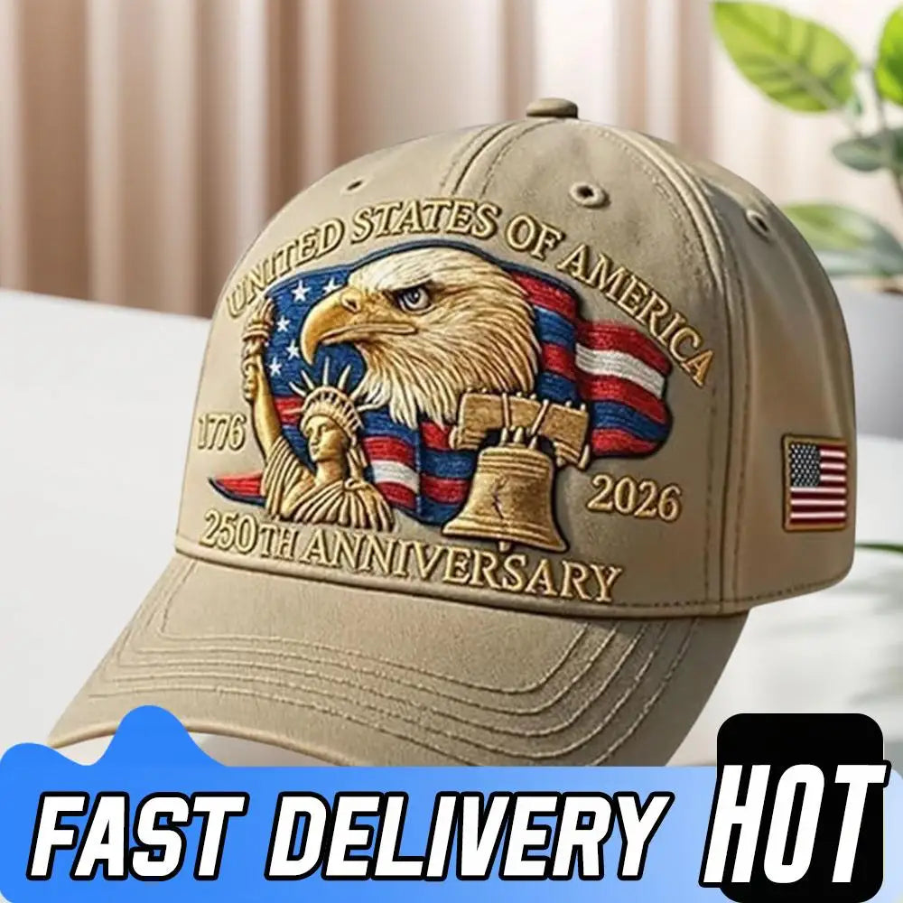 Men Women Baseball Caps US 250th Anniversary Cap Adjustable Retro Washed Patriotic Cap US 250th Anniversary Sports Trucker Hat