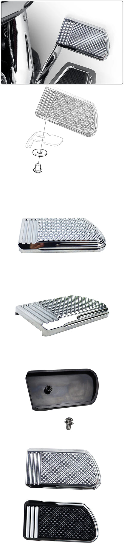 GUANTENGYU Large Rear Brake Pedal Pad Fit For Harley Road King CVO Electra Street Glide Classic Tour Dyna Switchback 1980-2023