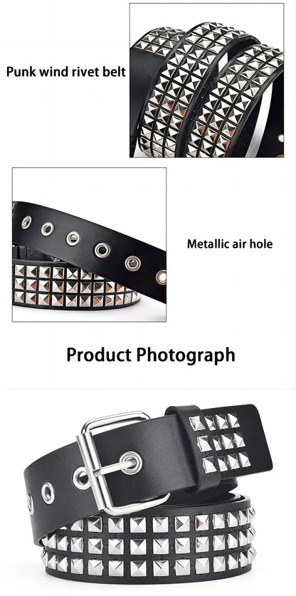 Trend Rivet Belt Heavy Metal Belt Men Women Punk Nightclub Rock Style Belt Jeans Belt Y2K Belt Fashion Decoration Women' Belt