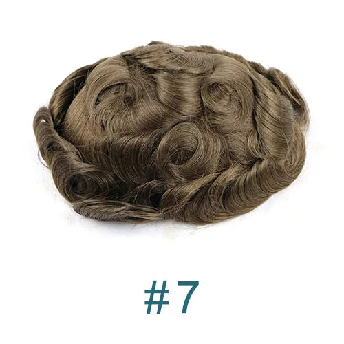 26mm Loose Curly 0.06mm Natural Hairline Men Toupee Ultra Thin Skin Full VLoop 1B80 613# Blonde Male Human Hair Prosthesi System