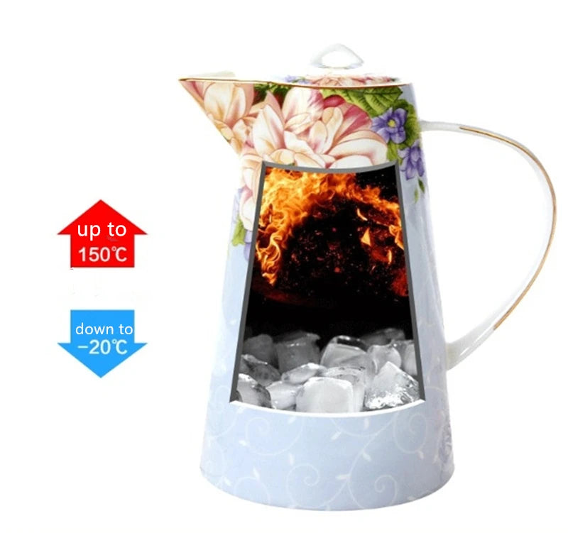 European Bone China Teapot, English Afternoon Tea Cup Set, High-Grade Porcelain Coffee Pot, Heat Resistant Kettle, 1000ml