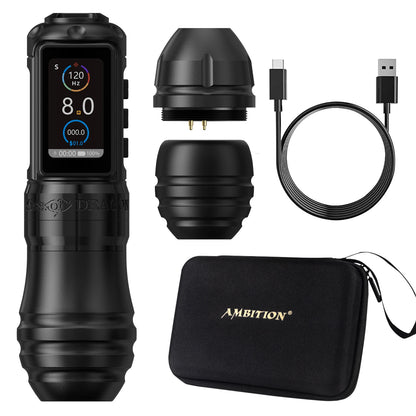 Ambition Wireless Tattoo Machine Traveler-T1 Straight Rod Direct Drive and Traveler-T2 Adjustable Stroke 2.4-4.2mm Battery Pen