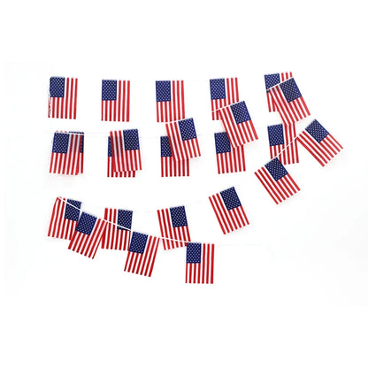 24pcs/set US American String Flag Banner for Patriotic Events 4th of July Independence Day Supplies Sport Bar Bunting Decor