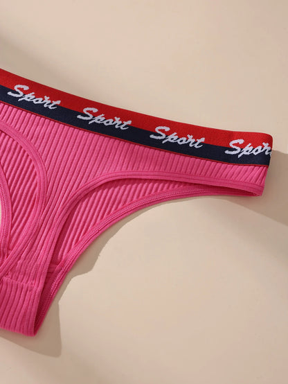 7Pcs Women Thongs Panties Low Waist Underwear Sport Girls Briefs Cotton G-String Breathable Sexy Ladies Panty Female Lingerie