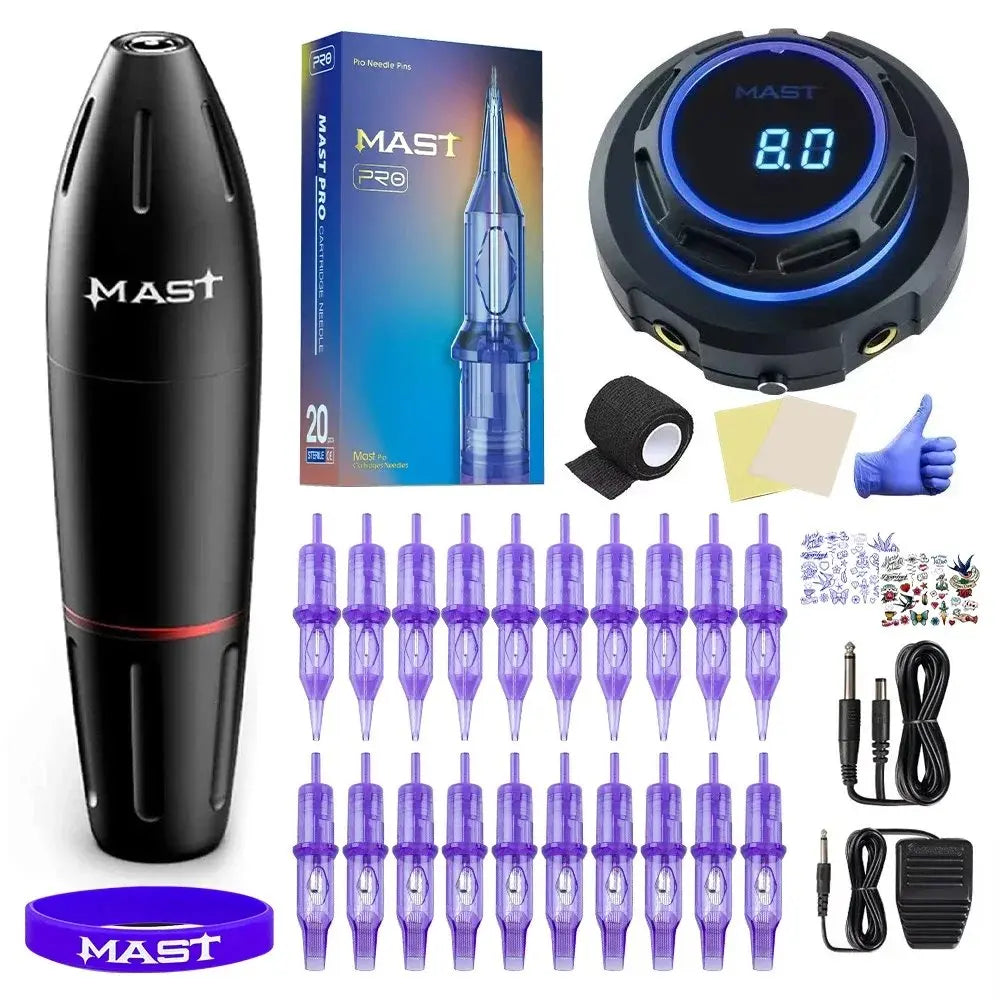 Mast K2 Wireless Tattoo Machine 3.5mm Stroke 1300mAh with Dragonhawk Battery for Beginner or Pro Studio Supplies