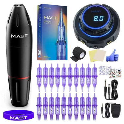 Mast K2 Wireless Tattoo Machine 3.5mm Stroke 1300mAh with Dragonhawk Battery for Beginner or Pro Studio Supplies