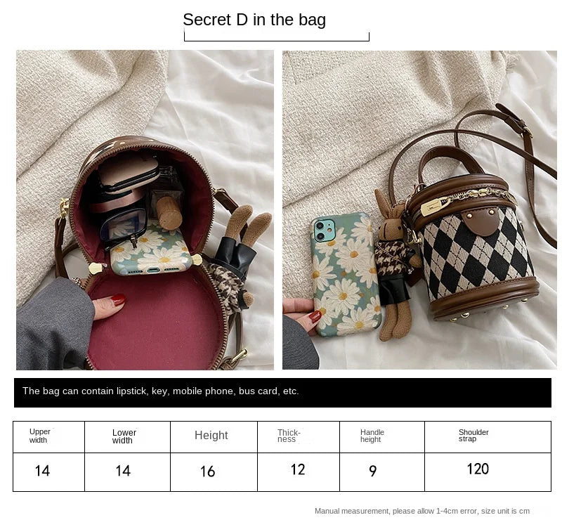 Women's Bag for Women Fashion Luxury Designer Zipper Small Handbags For Women Leather Bucket Shoulder Bag 2023 New Trend Pendant