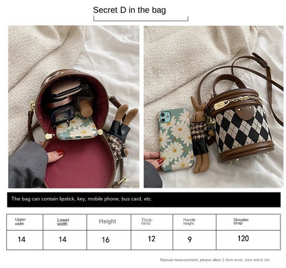 Women's Bag for Women Fashion Luxury Designer Zipper Small Handbags For Women Leather Bucket Shoulder Bag 2023 New Trend Pendant