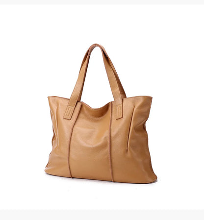 Women's Luxury Designer Natural Cowhide Soft Handbag Famale Fashion Shoulder Bag Ladies Cow Leather Large Capacity Tote Bag