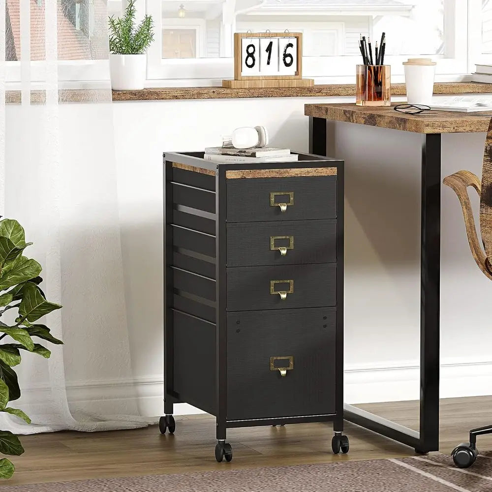 Mobile 3-Drawer Letter/A4 File Cabinet with Fabric, Under Desk Storage for Home Office on Wheels