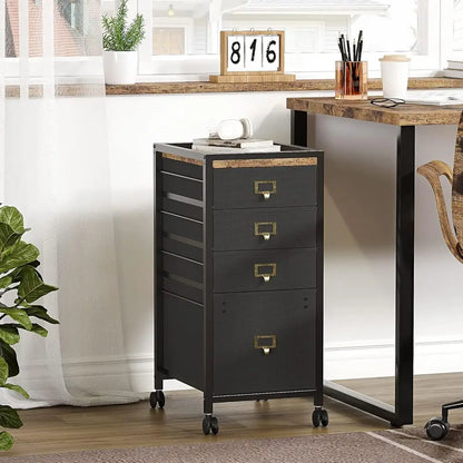 Mobile 3-Drawer Letter/A4 File Cabinet with Fabric, Under Desk Storage for Home Office on Wheels