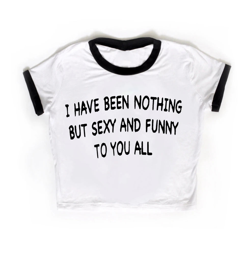 Japanese 2000s Style Y2k Crop Top Sexys T-shirt Vintage Goth Letter Summer Woman Korean Popular Streetwear Tanks & Camis Clothes
