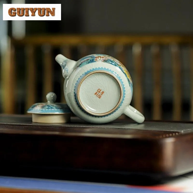 240ML Jingdezhen Porcelain Teapot Retro Old Pottery Mud Pot Tea Maker Kettle Ice Cracked Glaze Tea Services Accessories Craft