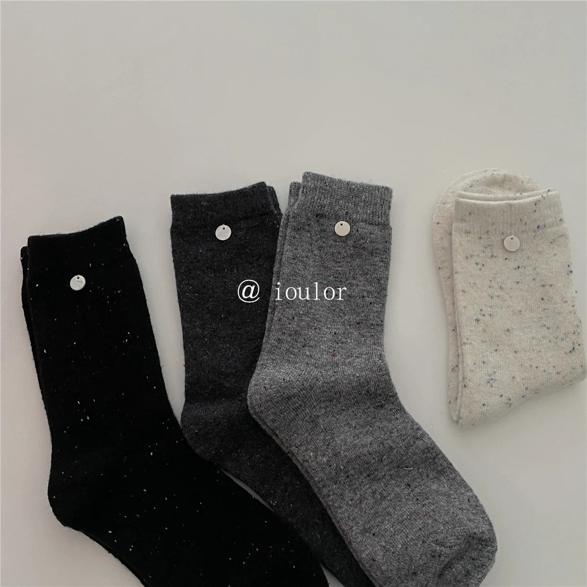 SP&CITY Colored Dotted Sheep Woolen Socks Women's Winter Warm Keeping Middle Tube Socks Casual Thick Korean Fashion Stockings