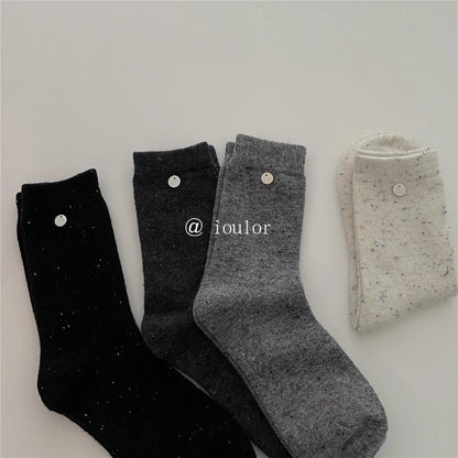 SP&CITY Colored Dotted Sheep Woolen Socks Women's Winter Warm Keeping Middle Tube Socks Casual Thick Korean Fashion Stockings