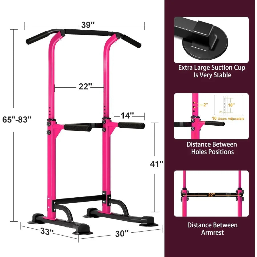 Power Tower Pull Up Dip Station Multi-Function Fitness Equipment for Strength Training Adjustable Height Dip Stand for Home Gym