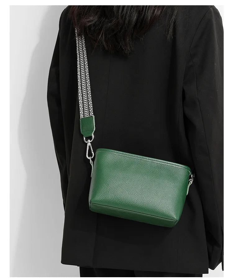 100% Genuine Leather Shoulder Bag for Women Solid Purse Luxury Cowhide Crossbody Bags Female Fashion Handbag Hobos Tote Bag